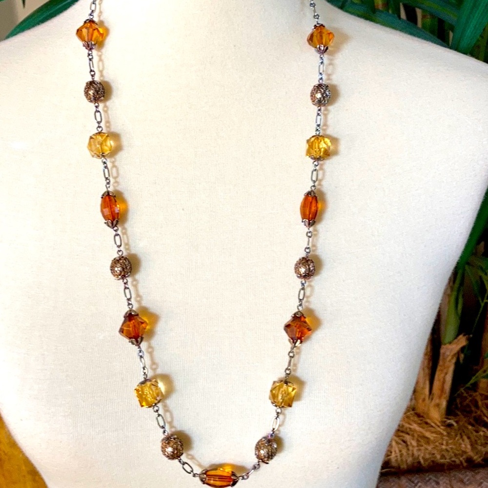 Topaz Colored Crystal Strand Necklace